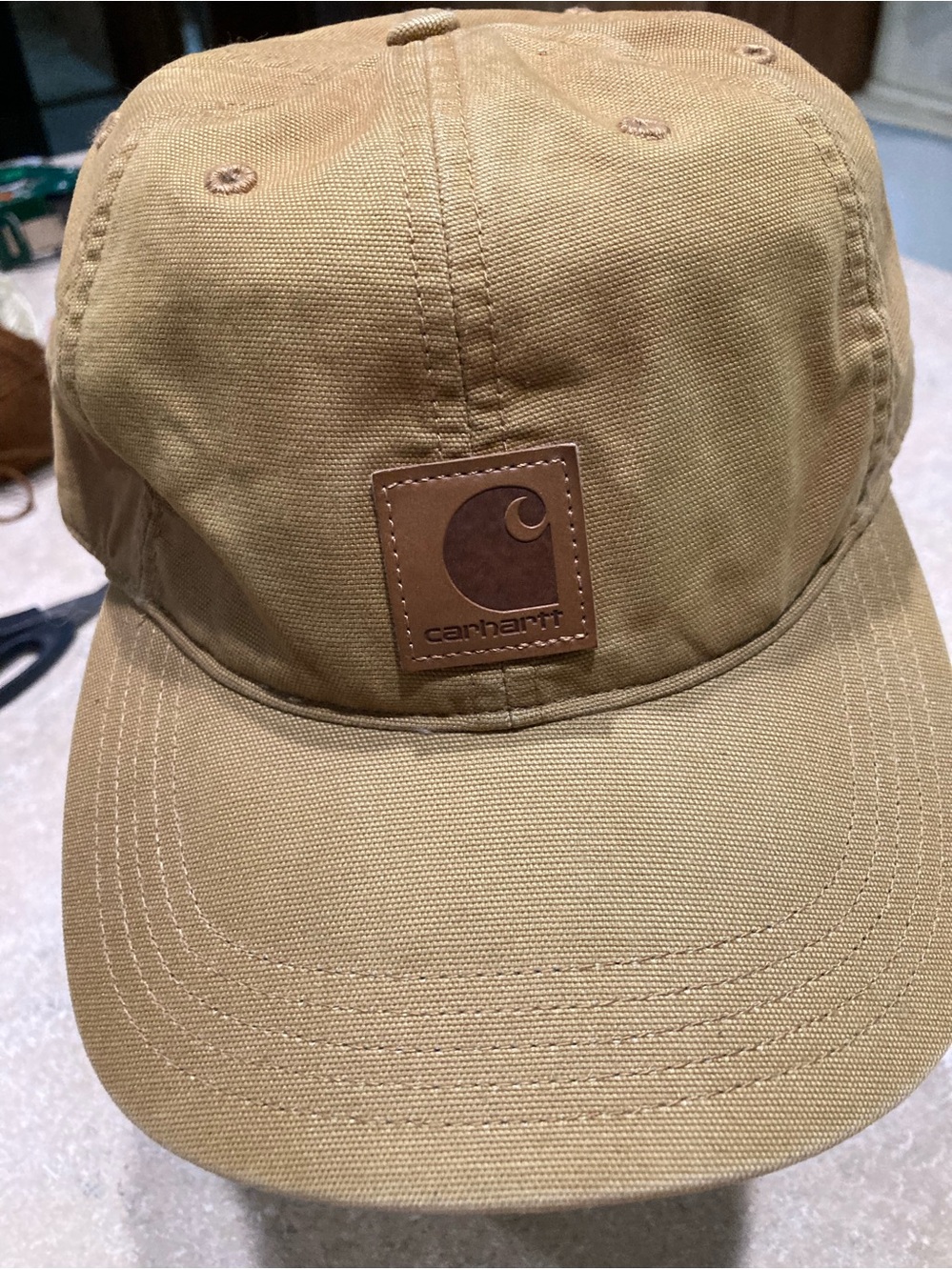 Carhartt Brown/Tan Canvas Logo Cap with Leather Patch
